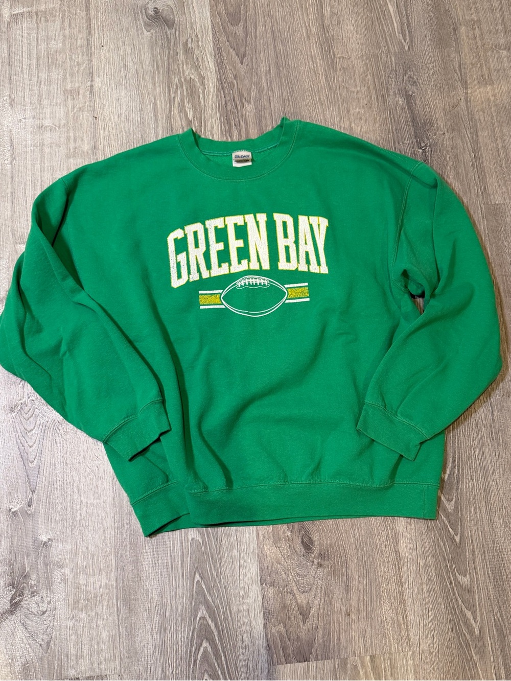 Green Bay Packers Style Football Sweatshirt Mens XL Gildan Heavy Blend Green